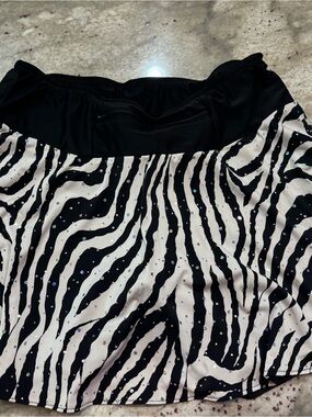 Zebra Print Black & White Skater Skirt with Sparkle- Original Sparkle Skirt XXL